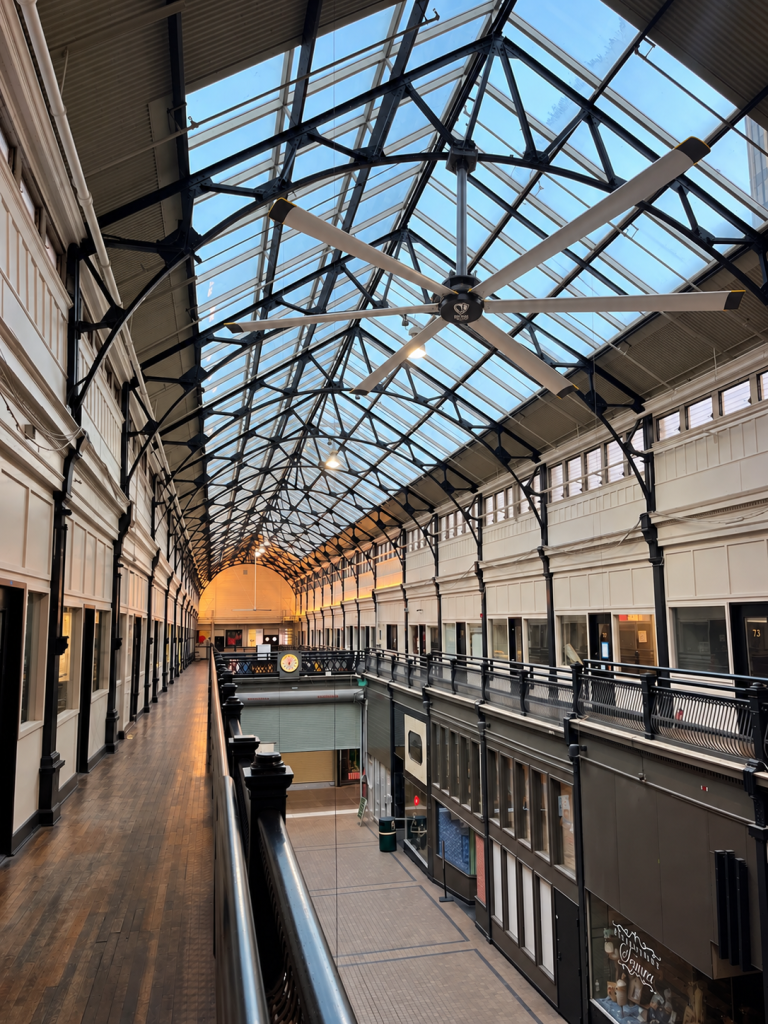Historic Arcade with Industrial Skylight Fan