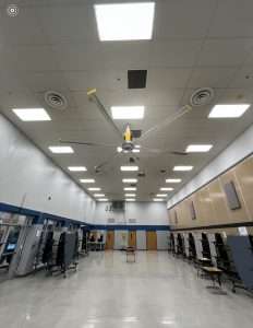 Ceiling fan installed in a commercial office space