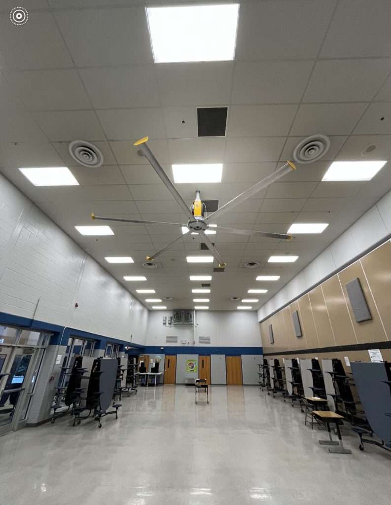 Ceiling fan installed in a commercial office space